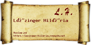 Lézinger Hilária névjegykártya